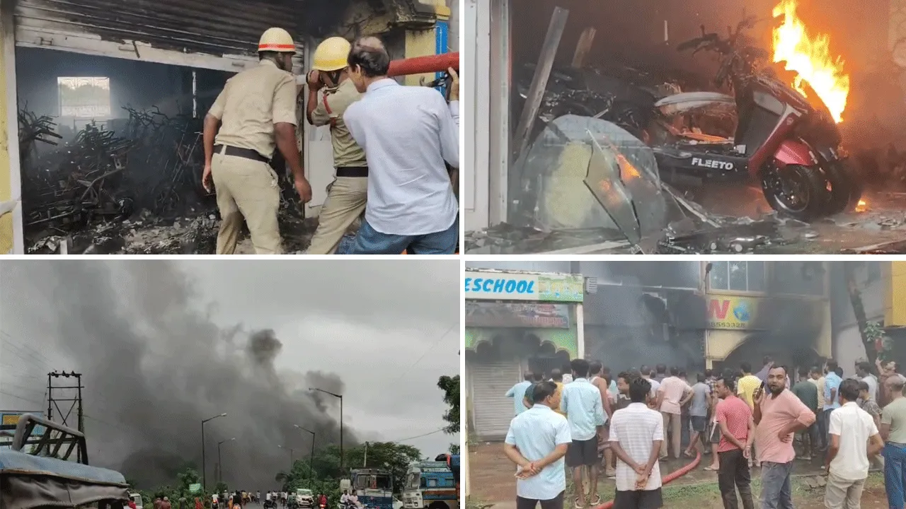 পানাগড়ে ইভি স্কুটারের শোরুমে বিধ্বংসী অগ্নিকাণ্ড