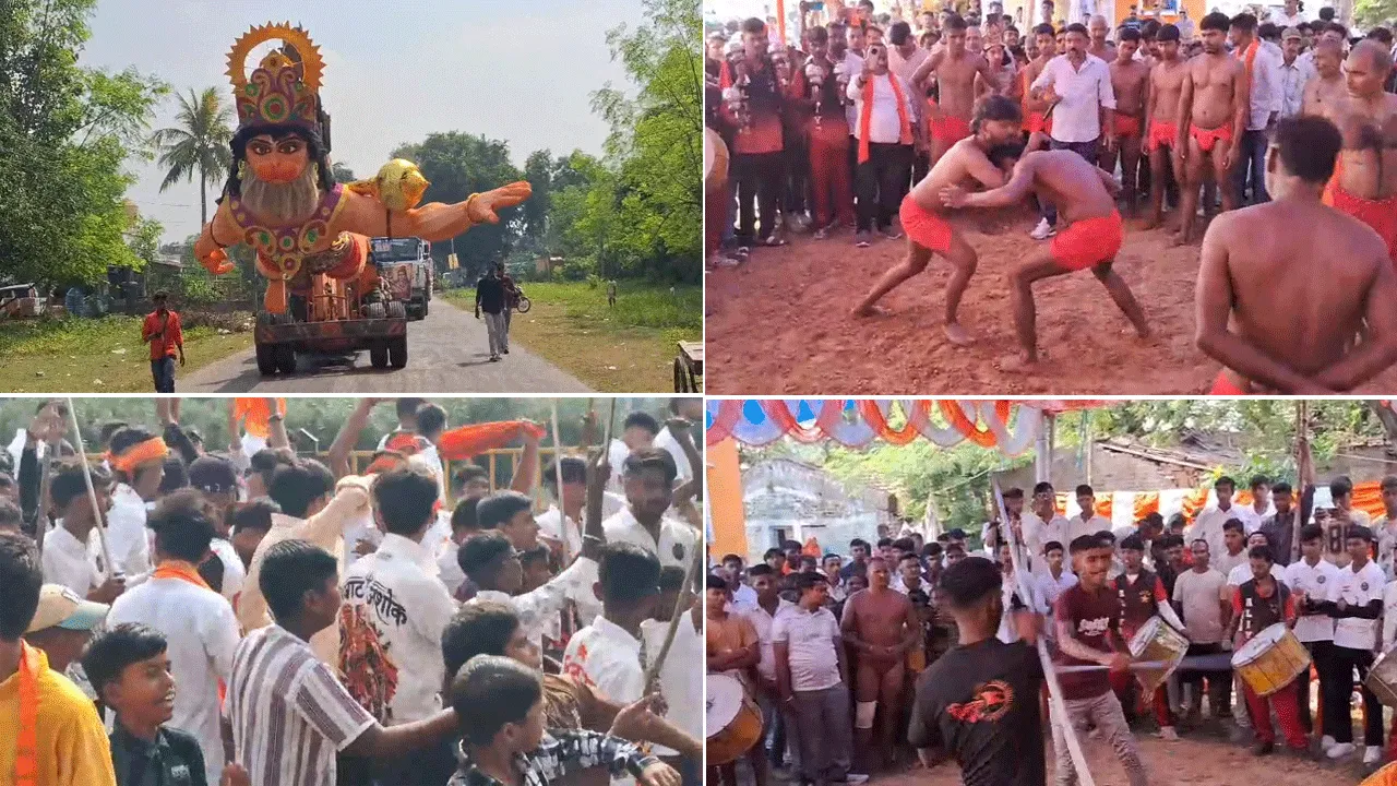 দুর্গাপুরে  রামনবমীর বর্ণাঢ্য শোভাযাত্রা, লাঠিখেলা ও কুস্তি