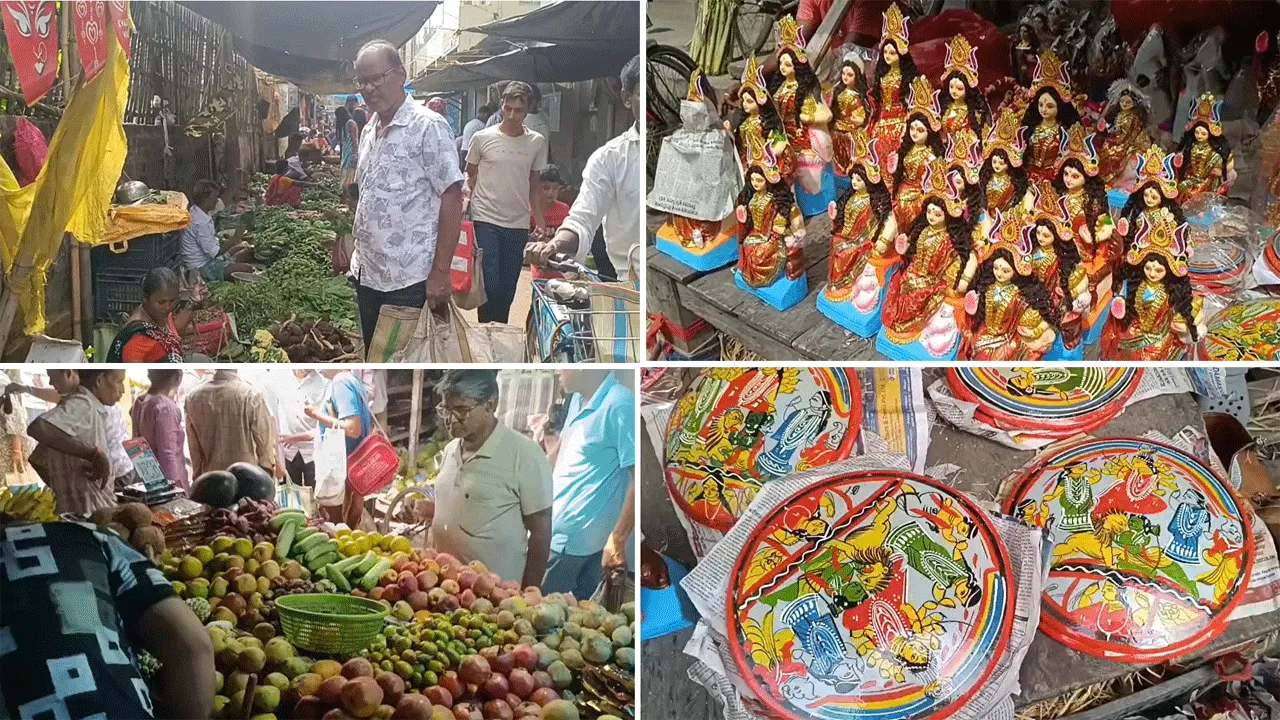 লক্ষ্মীপুজোর বাজার করতে বেরিয়ে কার্যত নাভিশ্বাস উঠছে সাধারণ গৃহস্থের