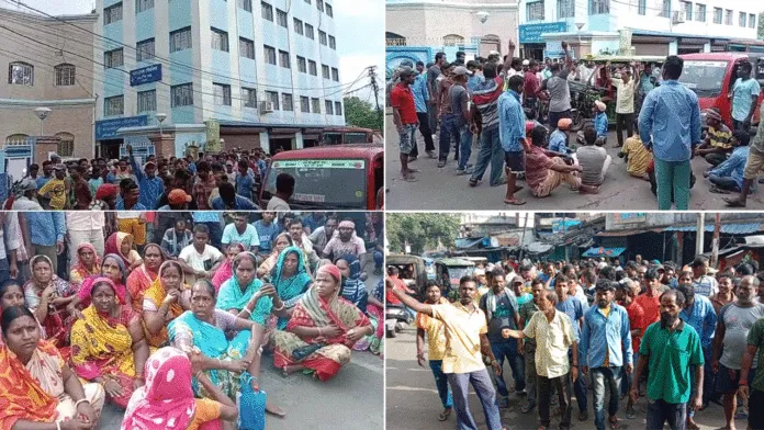 বেতন বৃদ্ধির দাবিতে পথ অবরোধ পুরনিগমের সাফাই কর্মীদের