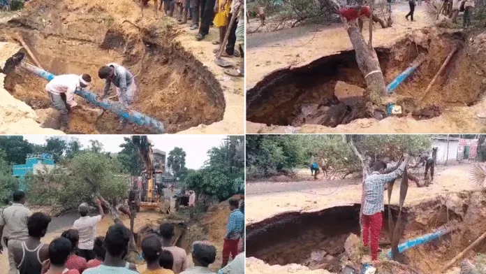 স্থানীয়দের ব্যাপক বিক্ষোভের পর পাইপলাইন সারানোর কাজ শুরু