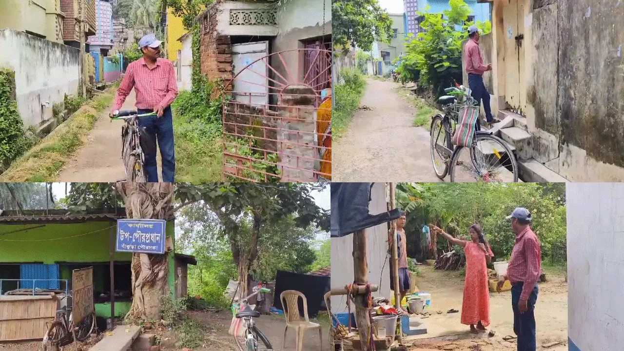 সাইকেল নিয়ে ঘুরে ঘুরে মানুষের সমস্যা শোনা উপ-পৌরপ্রধান
