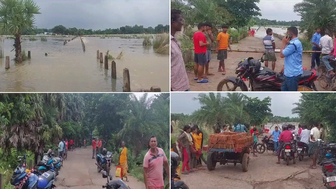 একদিনের বৃষ্টিতেই জলের তলায় কজওয়ে, বিচ্ছিন্ন যোগাযোগ