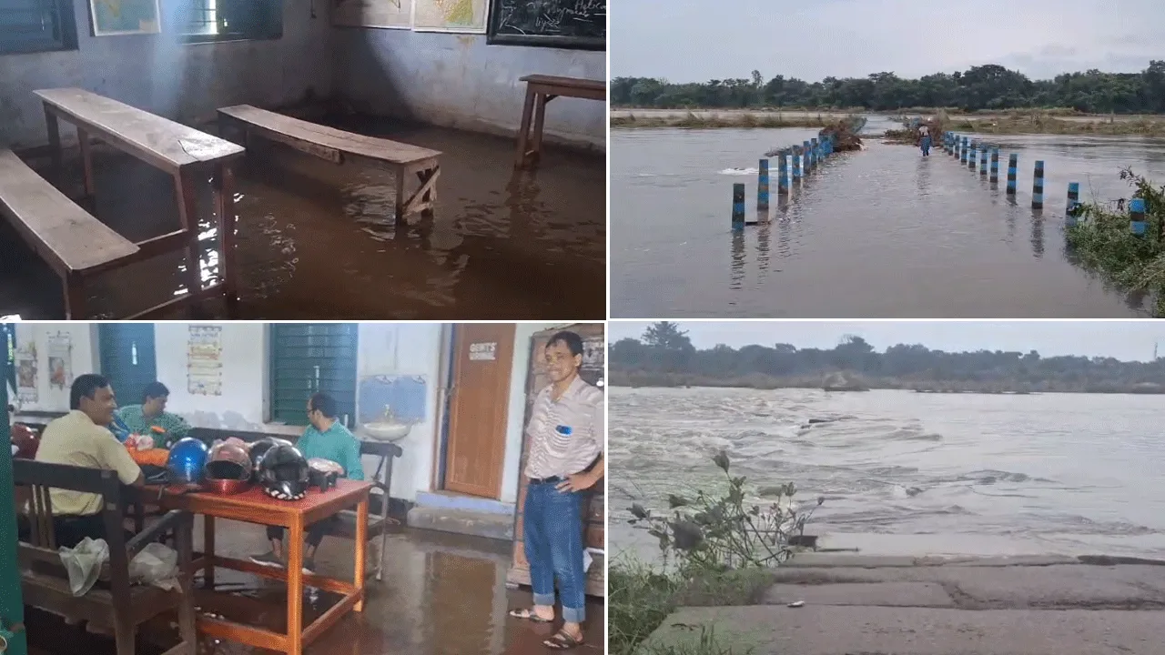 নিম্নচাপের টানা বৃষ্টিতে বিপর্যস্ত বাঁকুড়া,বেহাল সেতু থেকে বিদ্যালয়