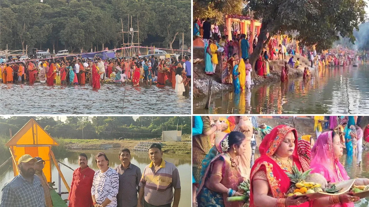 ছট পূজার প্রথম দিনেই দুর্গাপুর আসানসোলের ছট ঘাটগুলিতে ভক্তদের ঢল