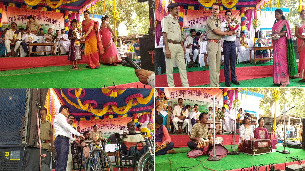 আউসগ্রাম থানার উদ্যোগে বস্ত্র ও আনুষঙ্গিক দ্রব্যাদি বিতরণ