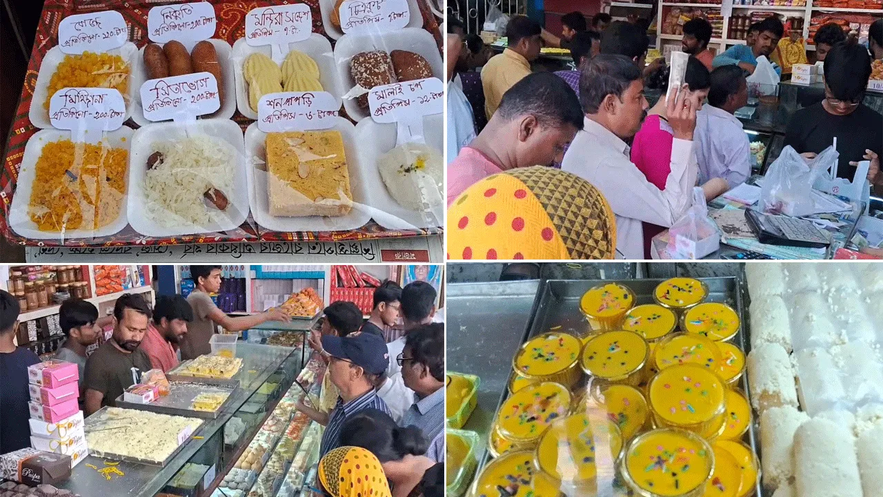 ভাইফোঁটা উপলক্ষ্যে মিষ্টির দোকানে ক্রেতাদের ভীড়