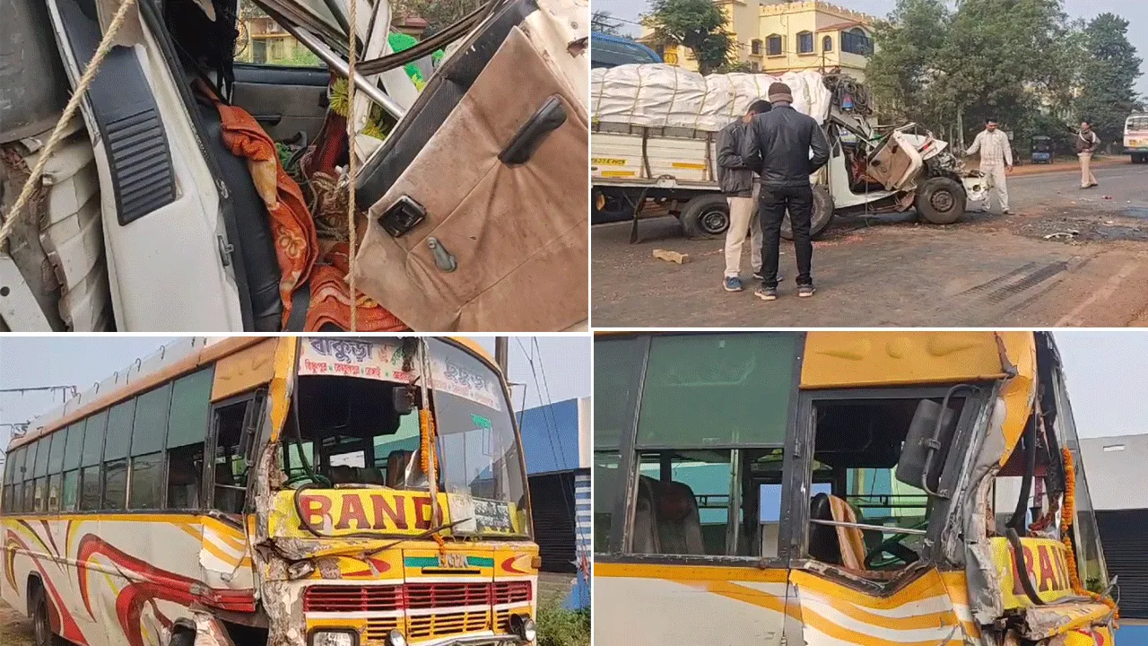 বেসরকারী যাত্রীবাহী বাস ও পিক আপ ভ্যানের সংঘর্ষ, আহত কমপক্ষে ২০