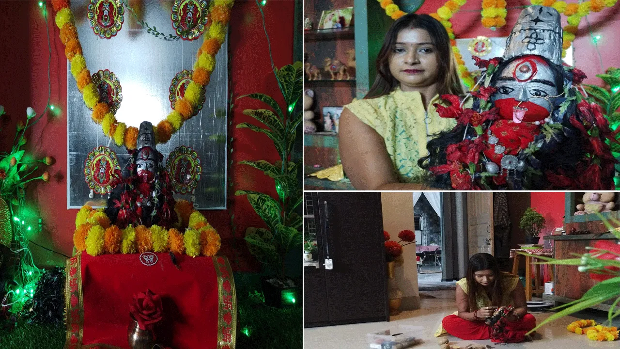সবজি দিয়ে মা তারার অবয়ব তৈরি করে তাক লাগালেন বধূ