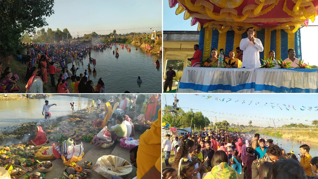 ছট পুজোয় মেতে উঠল গুসকরার বিহারী সমাজ