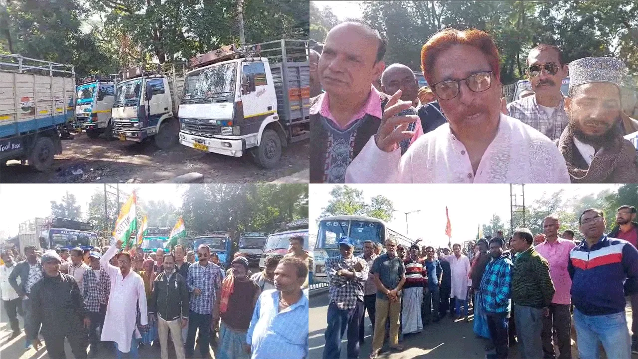 কেন্দ্রীয় নির্দেশিকার প্রতিবাদে বিক্ষোভ ট্রাক চালকদের