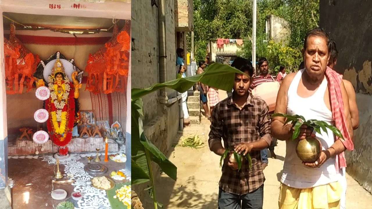 মনসা পুজোয় মেতে উঠল গণপুরের ‘হাজরা’ বাড়ি