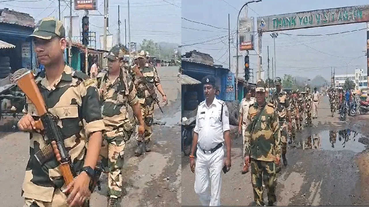 লোকসভা ভোটের জন্য ৬ কোম্পানি কেন্দ্রীয় বাহিনীর রুট মার্চ