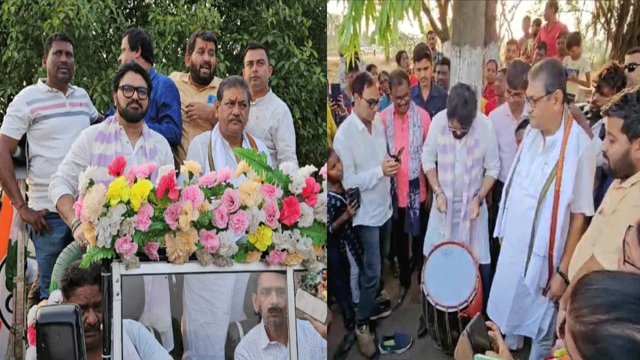 পুজো দিয়ে, ঢাক বাজিয়ে দলের প্রার্থীর প্রচারে বাবুল সুপ্রিয়