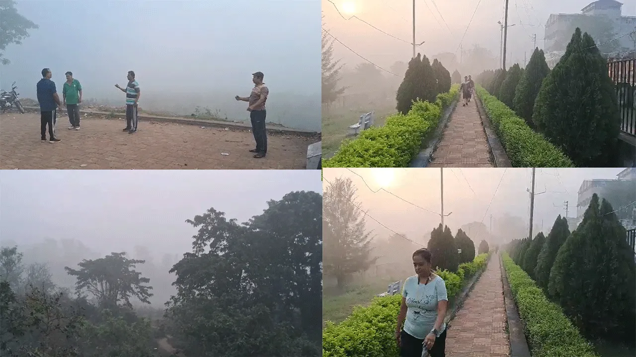 ভরা বসন্তে তীব্র তাপপ্রবাহের মধ্যেই ঘন কুয়াশার চাদরে ঢাকা বাঁকুড়া