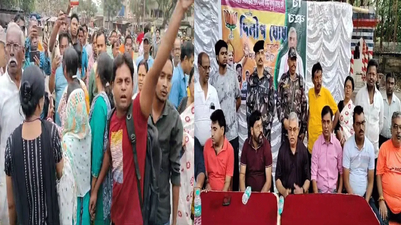 দিলীপ ঘোষকে ‘গো- ব্যাক’ ও ‘জয় বাংলা’ স্লোগান দুর্গাপুরে