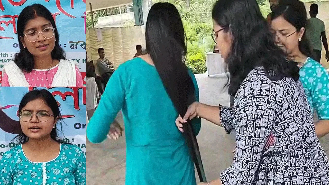 ক্যানসার আক্রান্তদের জন্য চুল দান বাঁকুড়ার দুই গৃহবধূর