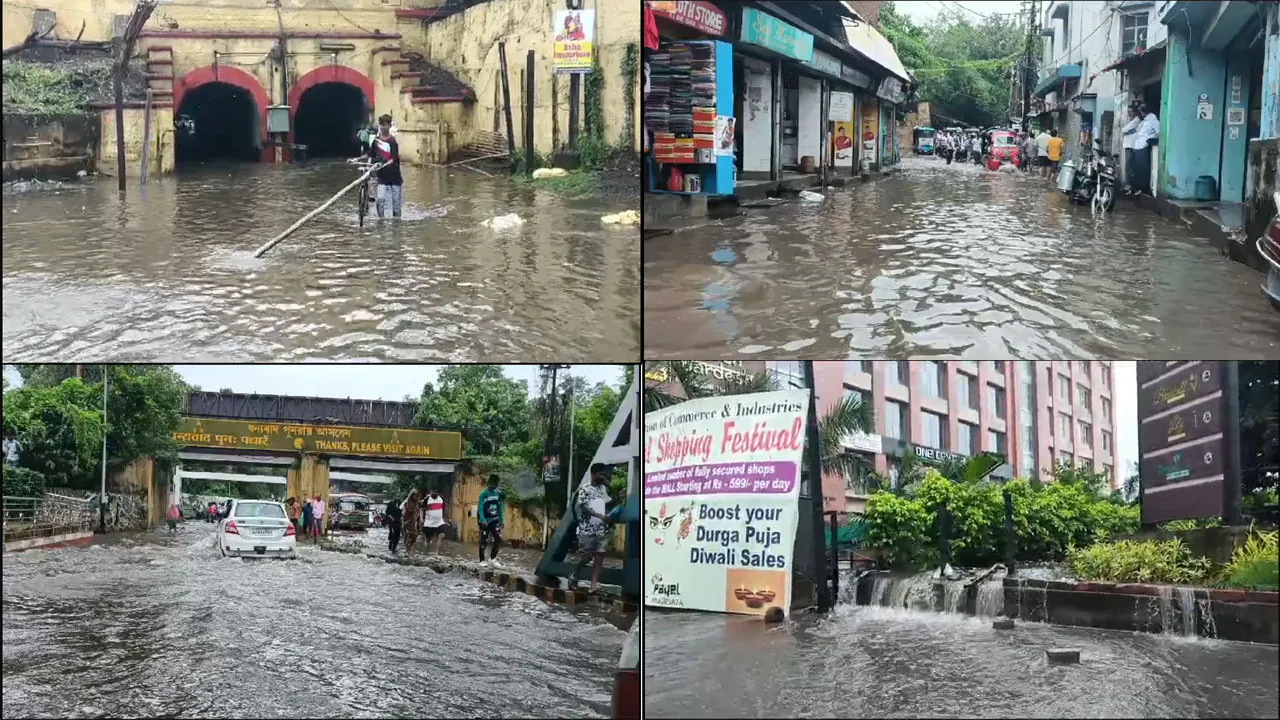টানা বৃষ্টিতে জল জমে বিপত্তি আসানসোল