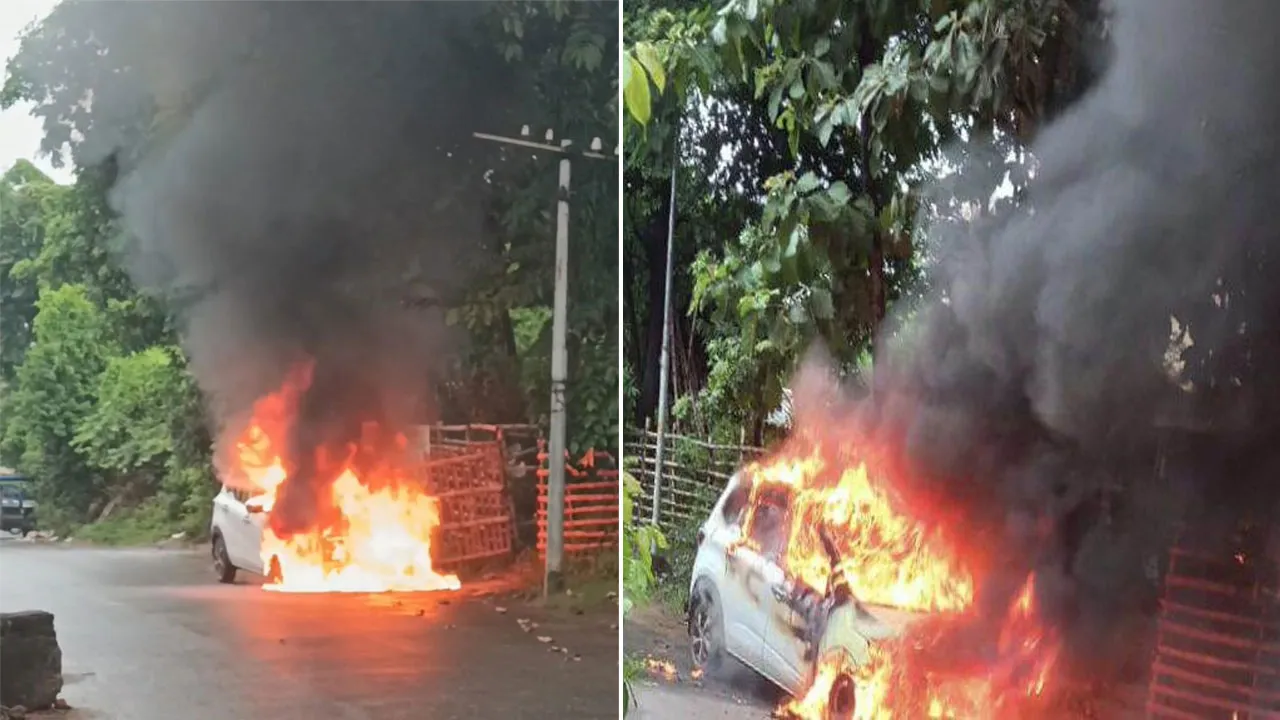 আগুন লেগে চলন্ত গাড়ি ভস্মীভূত, উদ্ধার সন্তান সম্ভাবনা মহিলা