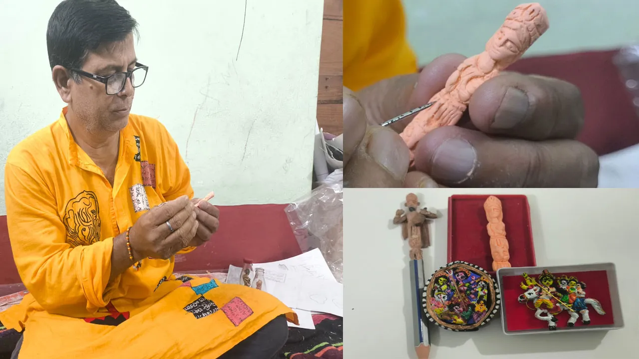 মাত্র আড়াই ইঞ্চির মোম রংয়ের দেবী মূর্তি