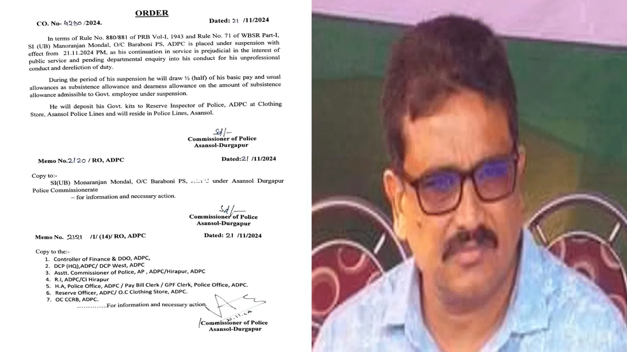 মুখ্যমন্ত্রীর বৈঠকের পরই সাসপেন্ড বারাবনি থানার ইনচার্জ