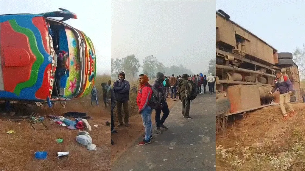 পিকনিক করতে যাওয়ার পথে উল্টে গেল পর্যটকদের বাস