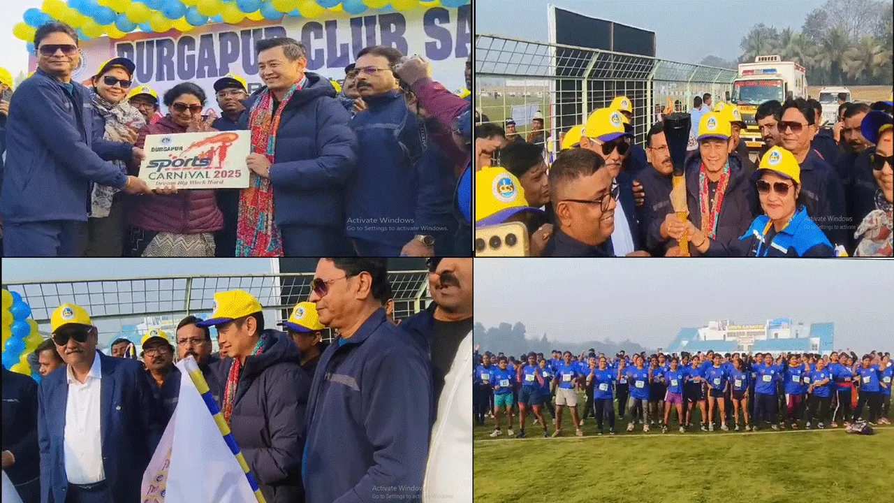 দুর্গাপুর স্পোর্টস কার্নিভালে ম্যারাথন দৌড়ের সূচনায় ফুটবল তারকা বাইচুং ভুটিয়া