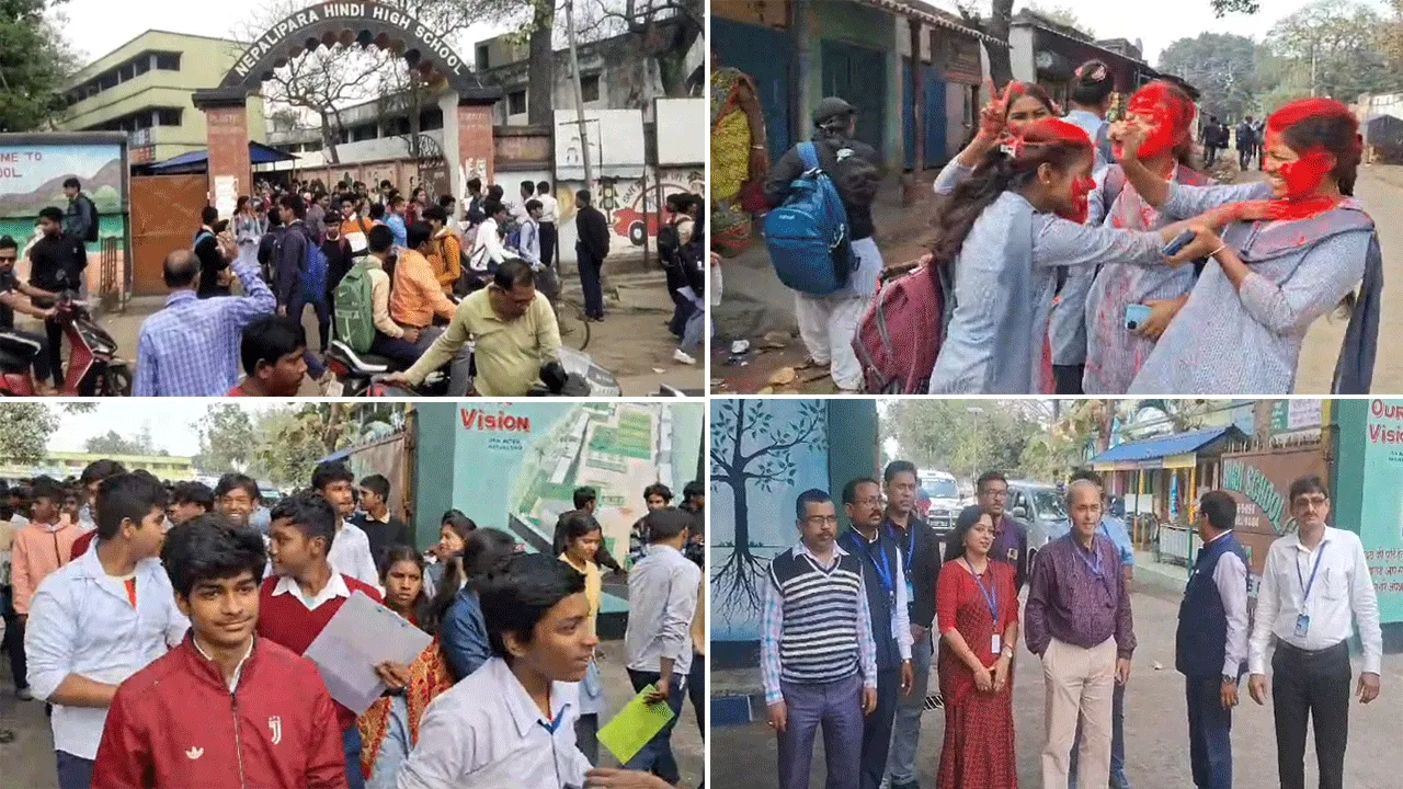 পরীক্ষা শেষে মাধ্যমিক পরীক্ষার্থীদের উচ্ছ্বাস