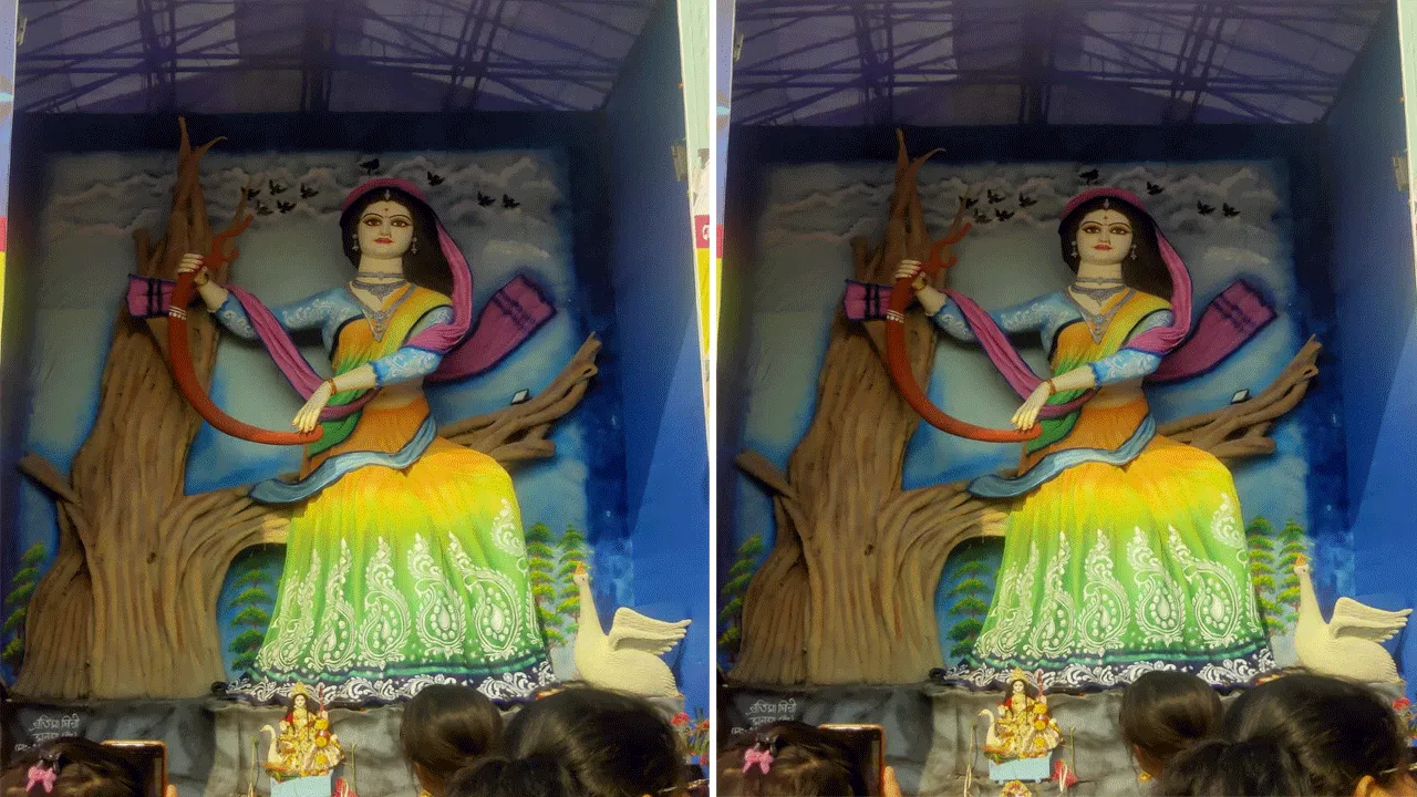 ৩০ ফুটের সরস্বতী প্রতিমা তারকেশ্বরের নছিপুরে