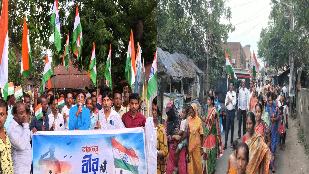 আউসগ্রাম – বীর ভারতীয় সেনাদের প্রতি শ্রদ্ধা নিবেদনে জাতীয়তাবাদী মিছিল