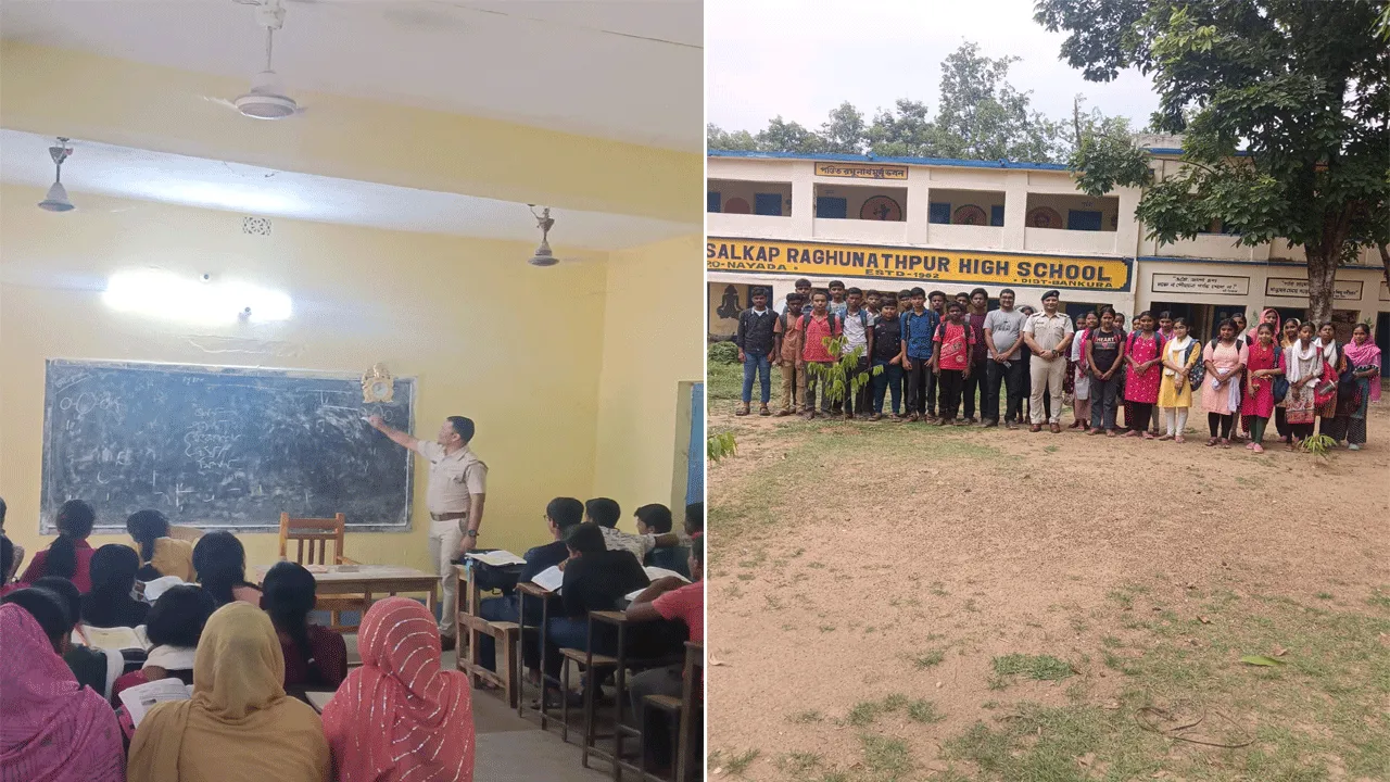 মাধ্যমিক পরীক্ষার্থীদের কোচিং ক্লাসে চক হাতে ওসি