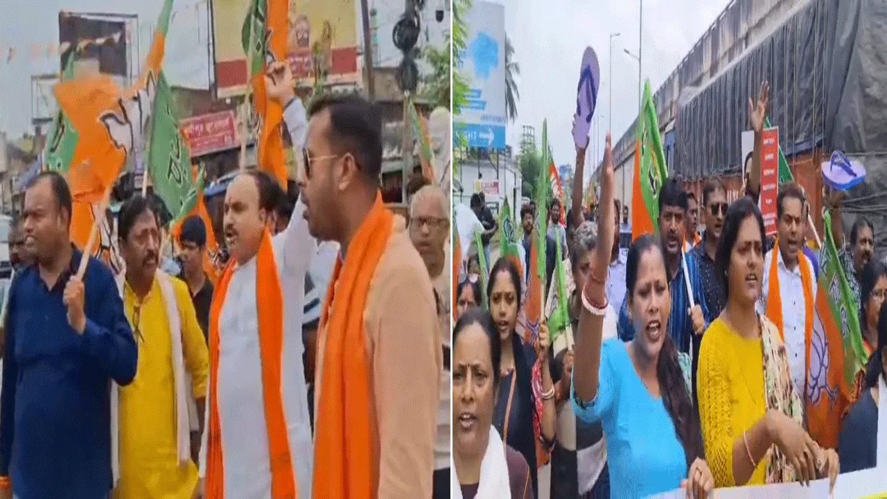 কসবা ধর্ষণকাণ্ডের প্রতিবাদে বিজেপির বিক্ষোভ