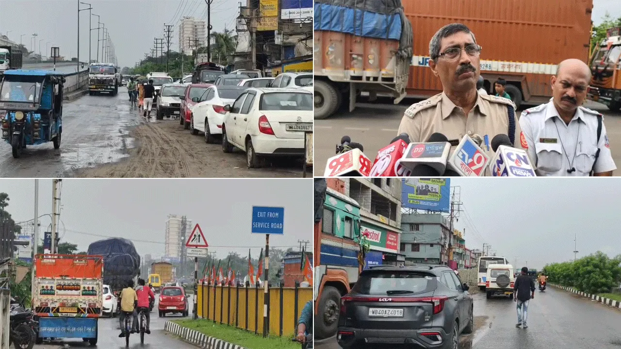 জাতীয় সড়কের সার্ভিস রোডে অবৈধ পার্কিং, পুলিশের ভূমিকায় প্রশ্ন