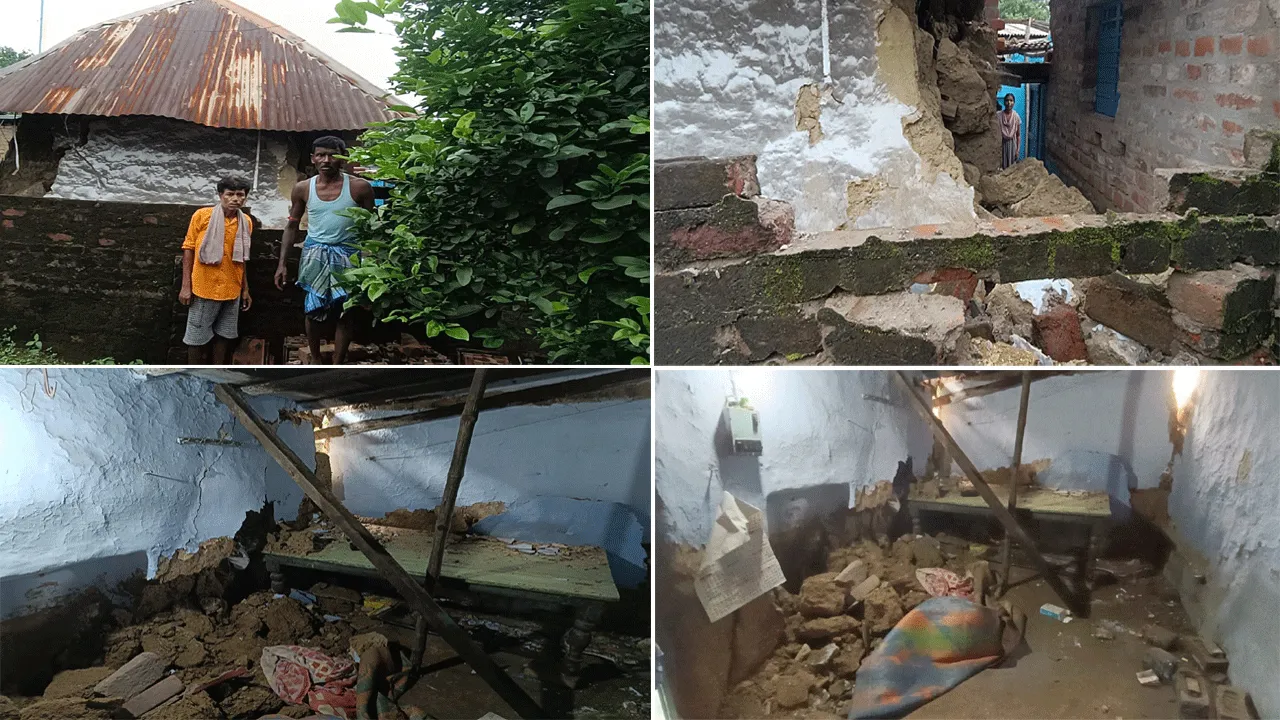 টানা বৃষ্টিতে ভেঙে পড়ল গ্রাম পঞ্চায়েত সদস্যের বাড়ি