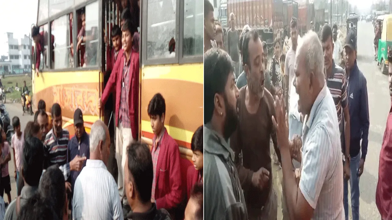 স্কুল বাসের সঙ্গে চারচাকা গাড়ির সংঘর্ষ, আহত এক পড়ুয়া