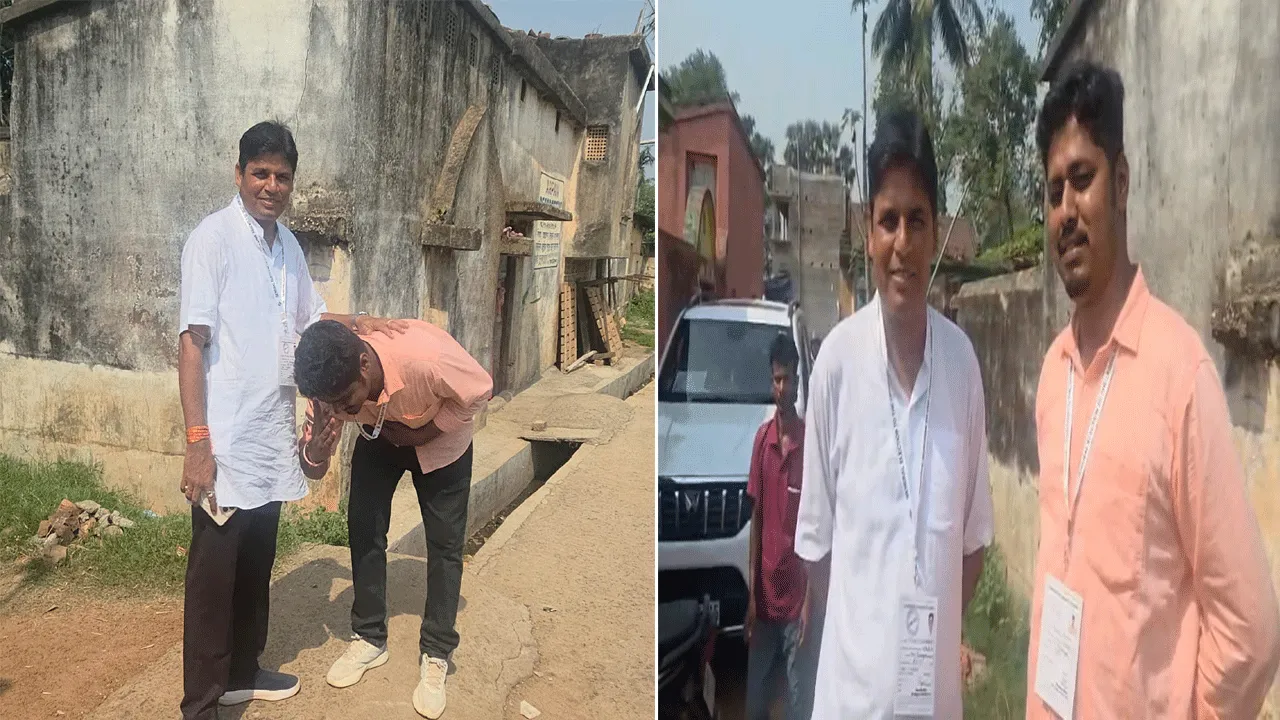 ভোটের দিন সকালে ধরা পড়লো এক অনন্য সৌজন্যের ছবি