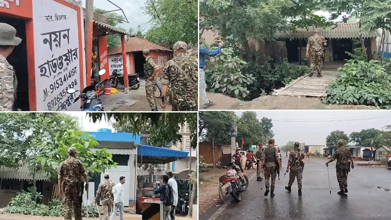 ভোটকেন্দ্রের কাছে দোকানে আড্ডা, জমায়েত হঠাতে সক্রিয় কেন্দ্রীয় বাহিনী