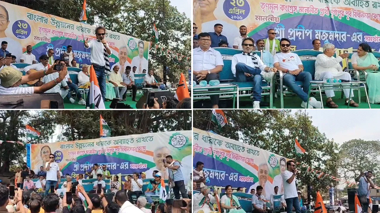 তৃণমূল প্রার্থীর সমর্থনে গান গেয়ে মঞ্চ মাতালেন নচিকেতা