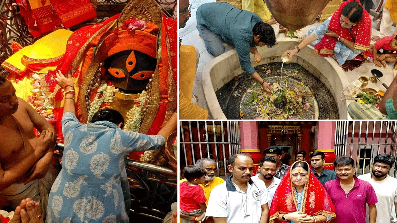 মন্দিরে পুজো দিয়ে সেবার অঙ্গীকার অগ্নিমিত্রার