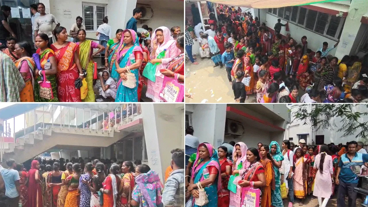 তাীব্র দাবদাহ উপেক্ষা করে ডিবিটি লিংক করতে মহিলাদের লম্বা লাইন