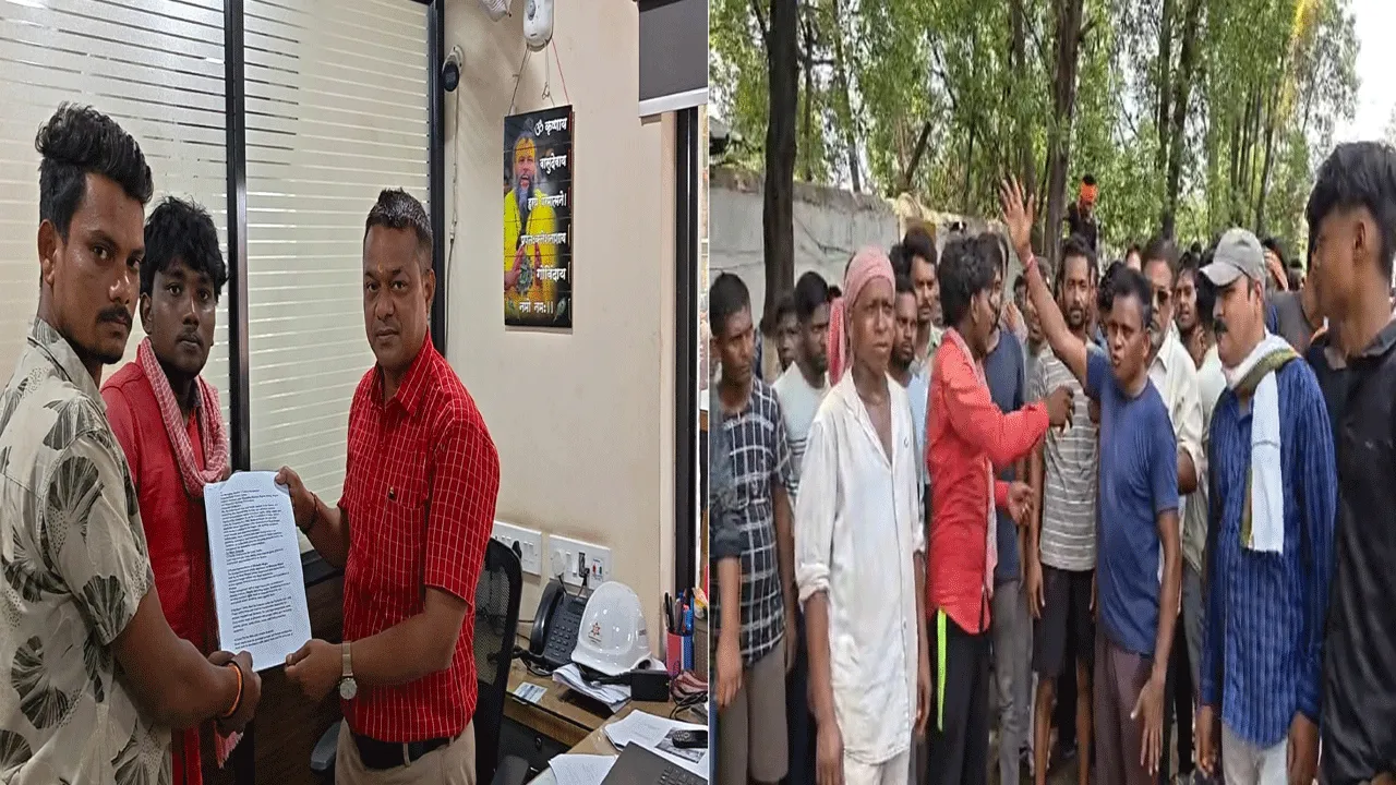 দেন্দুয়ায় শ্রমিক অসন্তোষ: গঙ্গাজল ছিটিয়ে অভিনব প্রতিবাদ