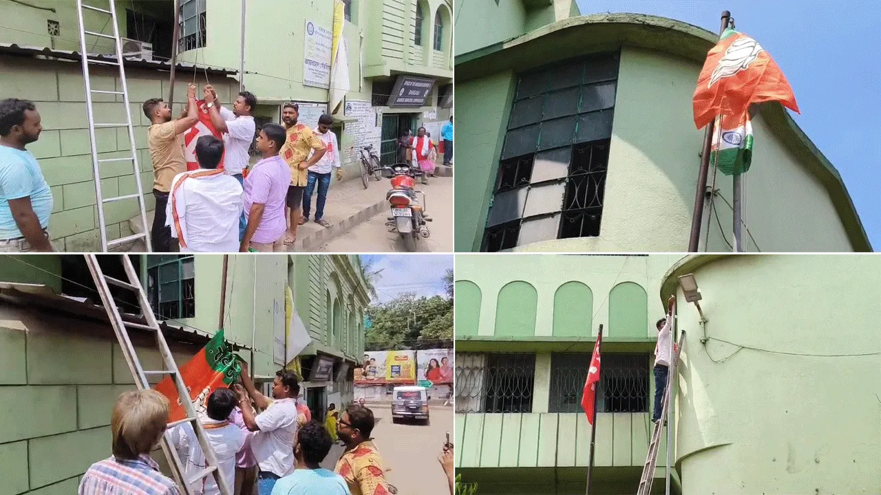 বোরো অফিস চত্বরে সিটুর পতাকা নামিয়ে বিজেপির পতাকা উত্তোলন, রাজনৈতিক বিতর্ক