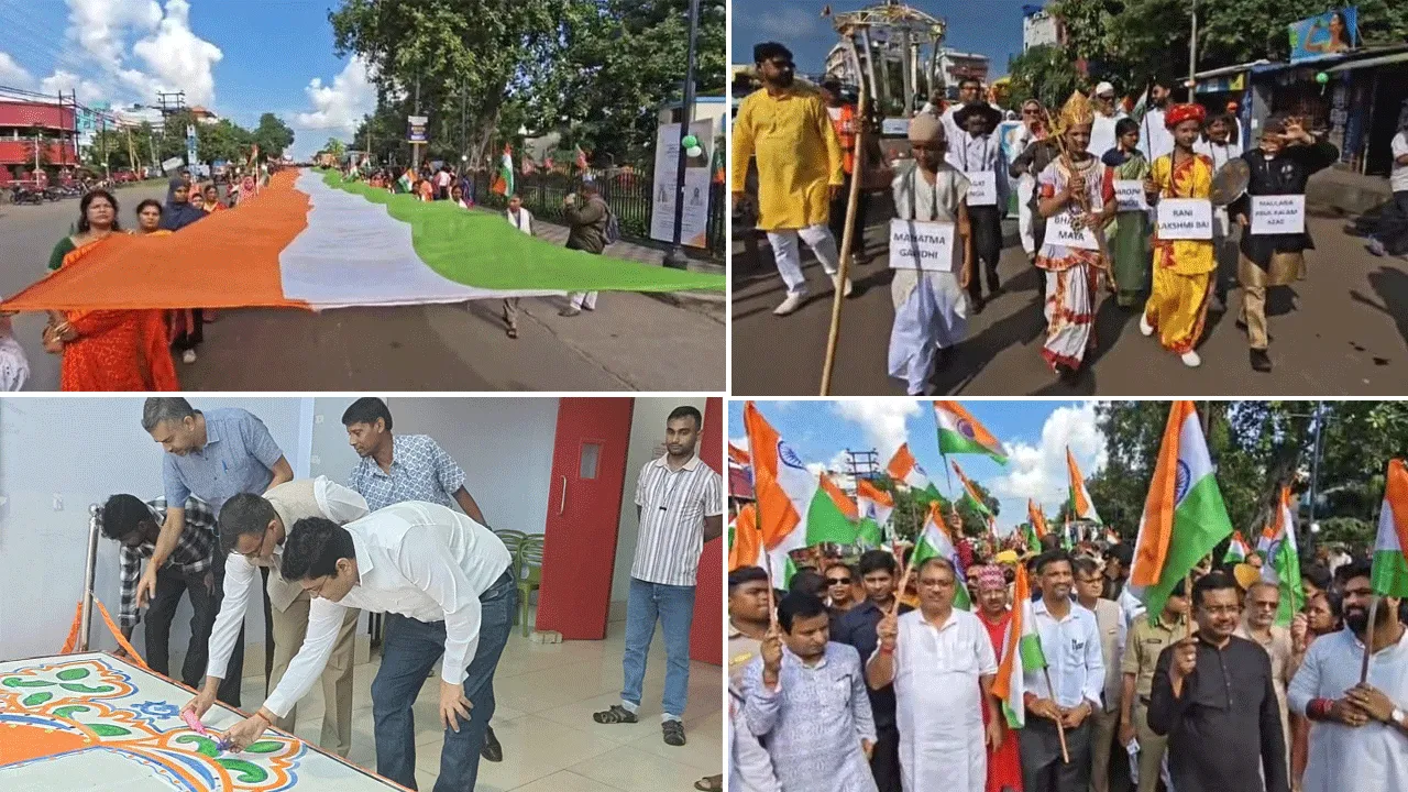 স্বাধীনতার প্রাক্কালে বর্ণাঢ্য তিরঙ্গা র‍্যালি ও নজরকাড়া ত্রিরাঙ্গা রঙ্গোলি, বার্তা দেশপ্রেমের