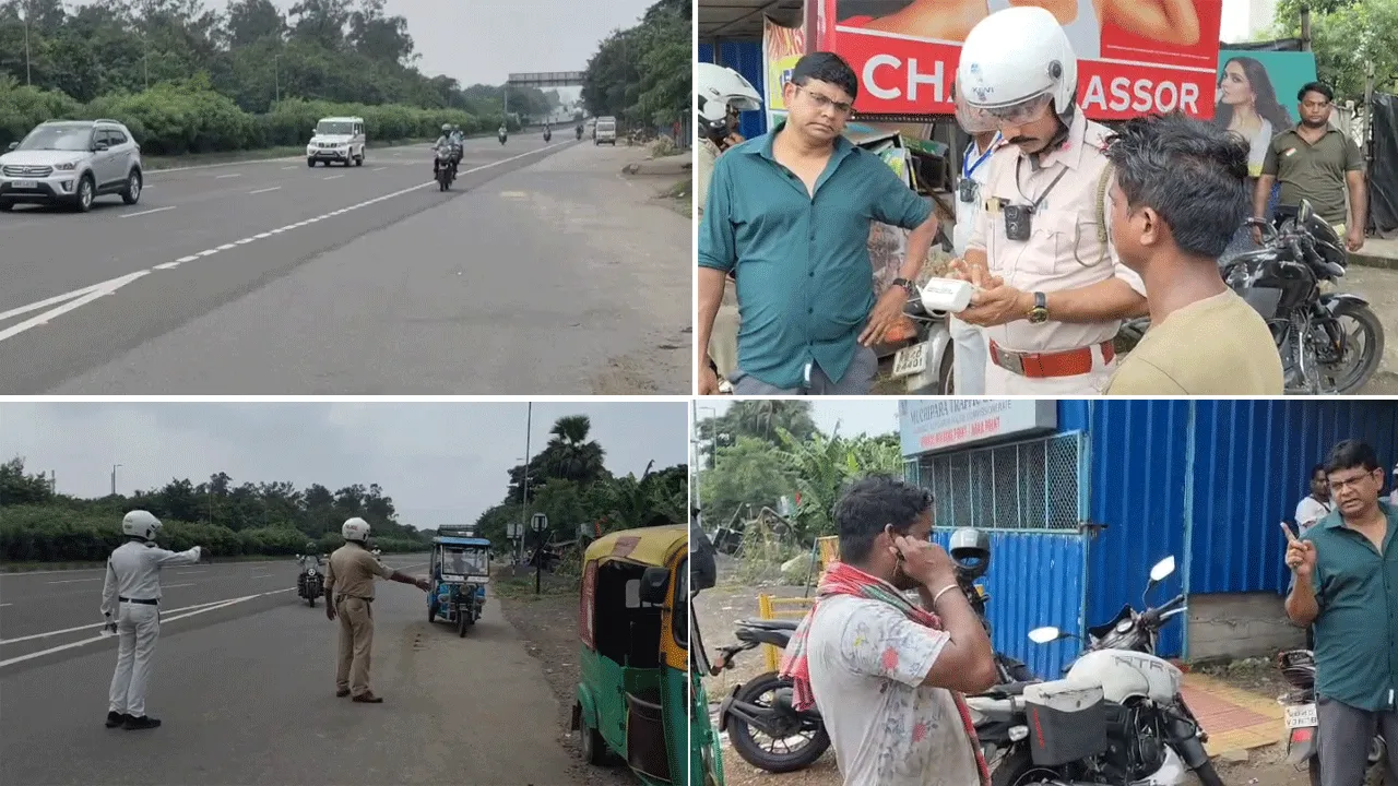 দুর্গাপুরের জাতীয় সড়কে ট্রাফিক ও এমভিআই-এর যৌথ অভিযান