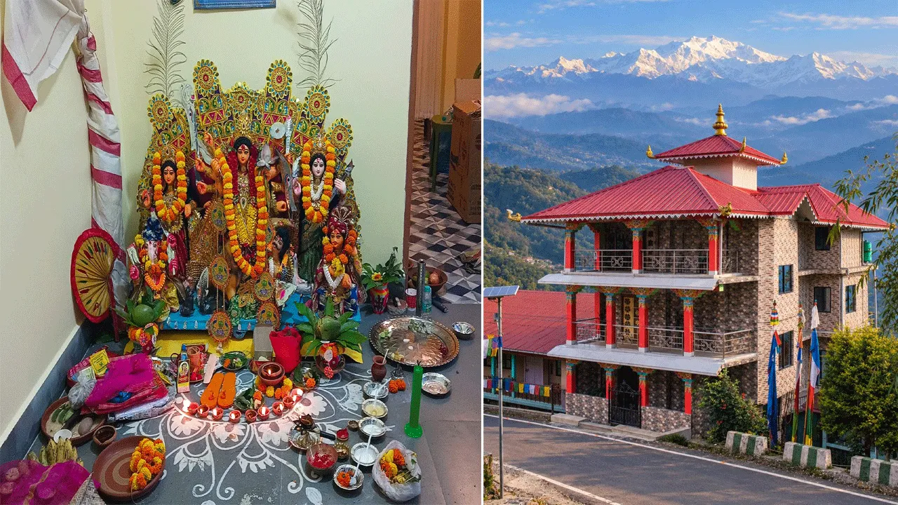 দার্জিলিংয়ের পাহাড়ি হোম স্টে-তে সম্প্রীতির দুর্গাপুজো, শামিল পর্যটক থেকে গ্রামবাসীরা