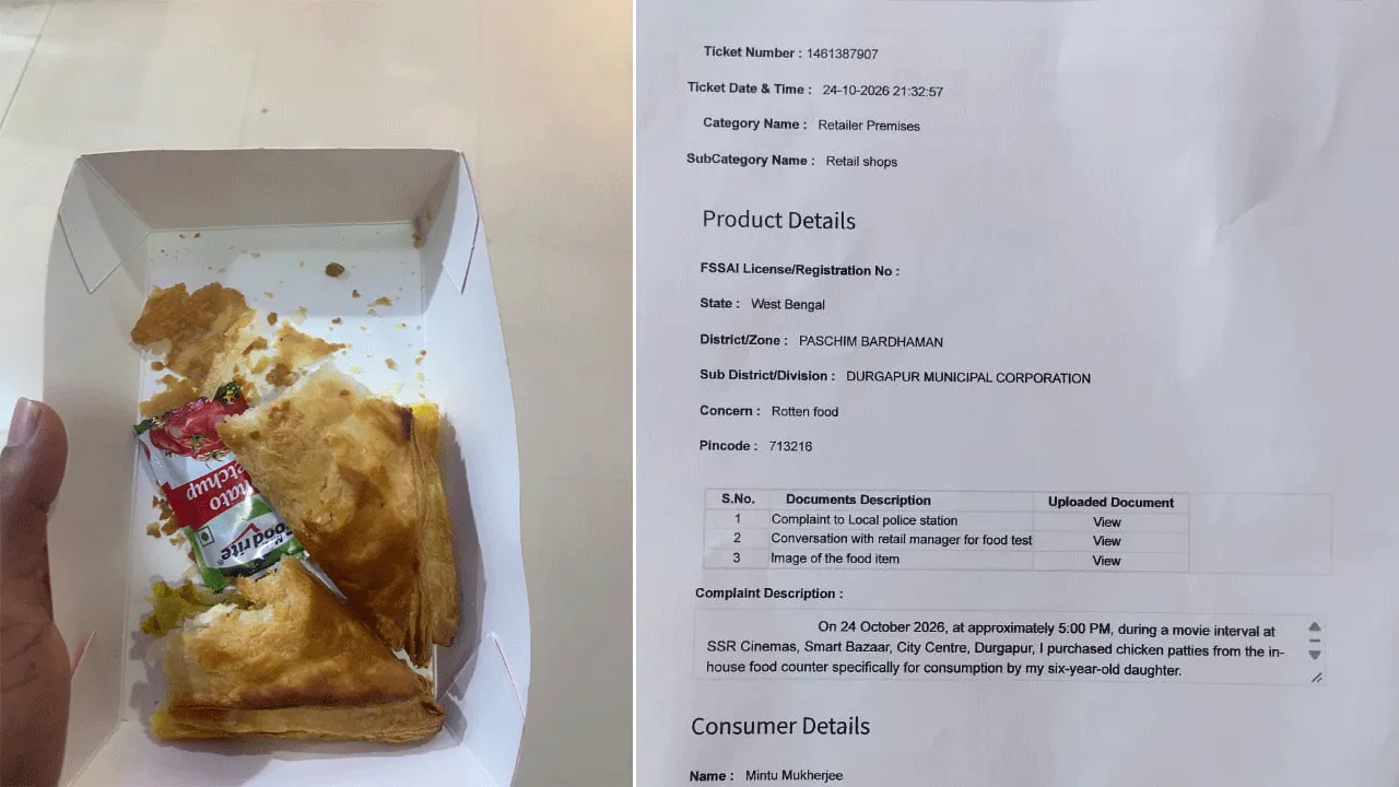 মাল্টিপ্লেক্সে পচা খাবার বিক্রির অভিযোগ দুর্গাপুরে, পুলিশ ও খাদ্য সুরক্ষা দপ্তরের দ্বারস্থ ক্রেতা