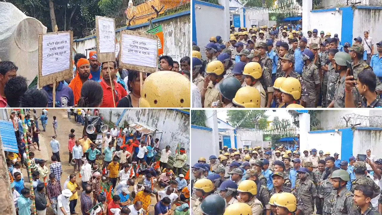 ধৃত বিজেপি নেতাকে ছাড়ার দাবিতে বিক্ষোভ