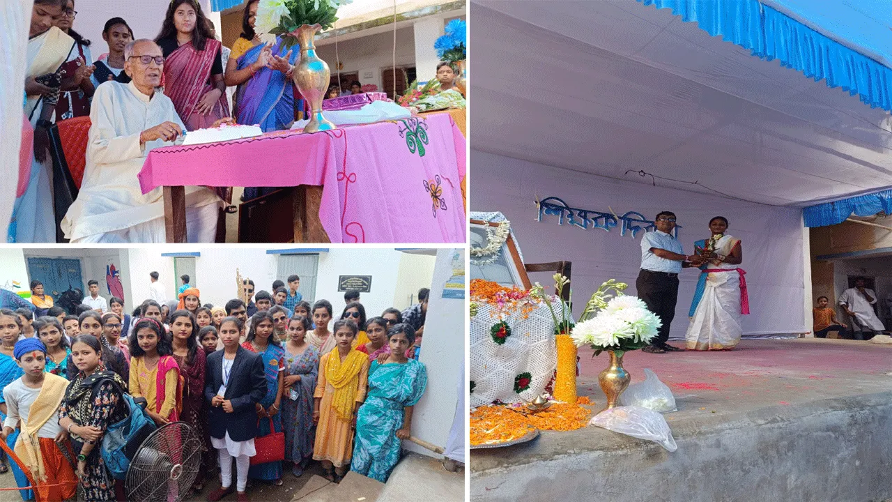 শিক্ষক দিবসে প্রাক্তন শিক্ষক-শিক্ষিকাদের সম্বর্ধনা দিল বীরভূমের একটি বিদ্যালয়