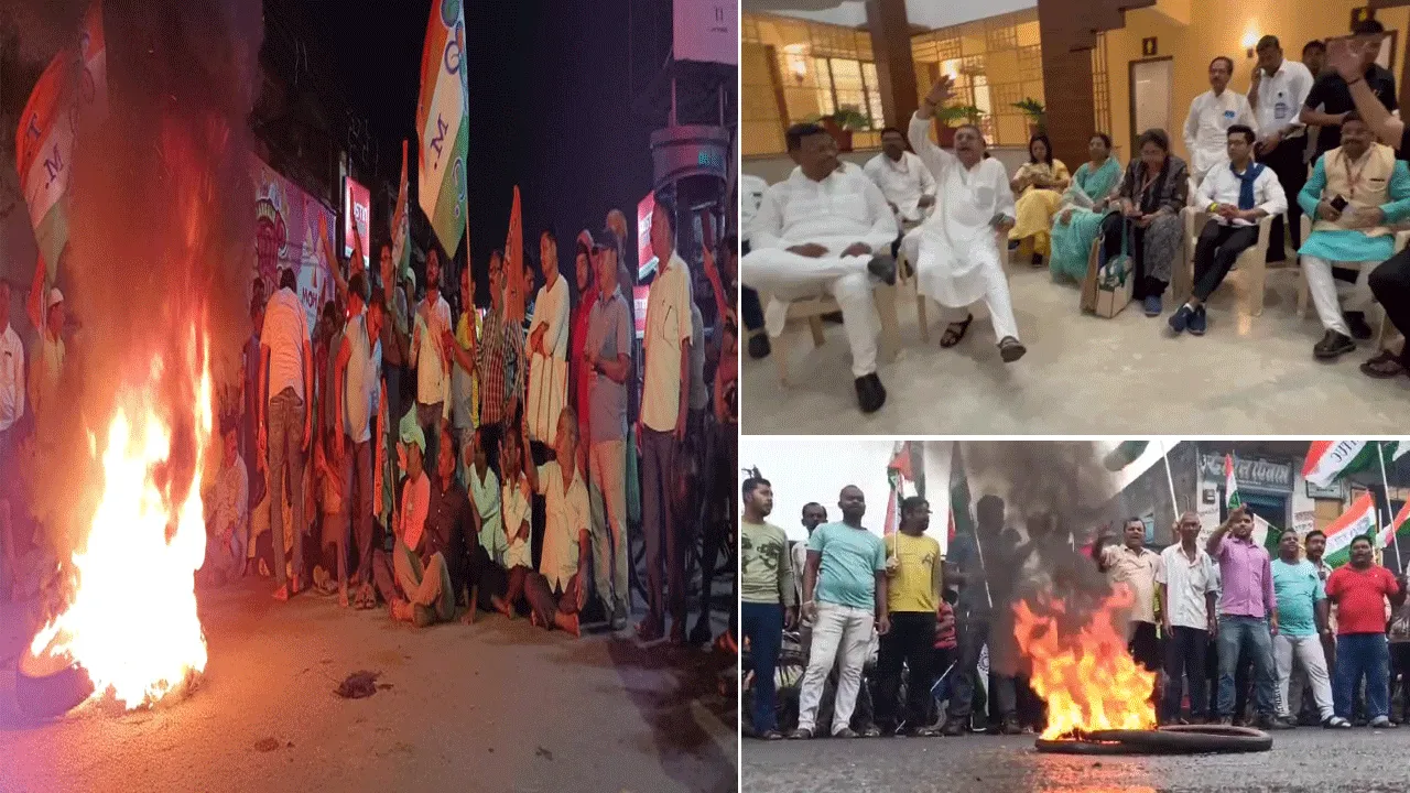 দিল্লিতে অভিষেক বন্দোপাধ্যায় সহ তৃণমূলের সঙ্গে দুর্ব্যবহারের অভিযোগ ও প্রতিবাদে জেলায় জেলায় প্রতিবাদ