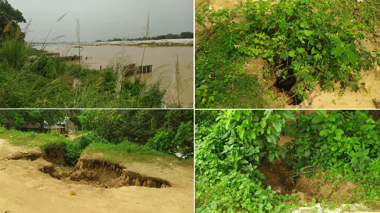 বিপন্ন নদীর বাঁধ, বেহাল রাস্তা – আতঙ্কিত গ্রামবাসী